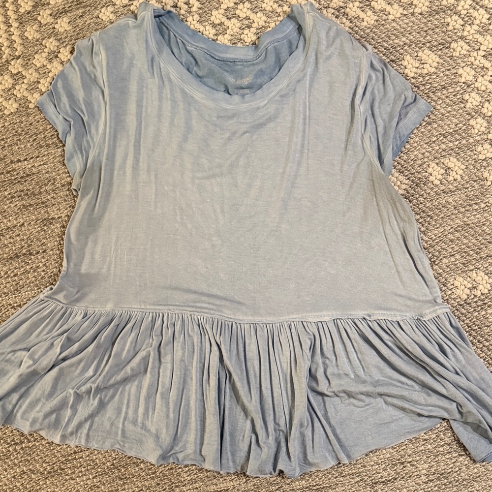 Mossimo Supply Co. Light Blue Peplum Short Sleeve Top